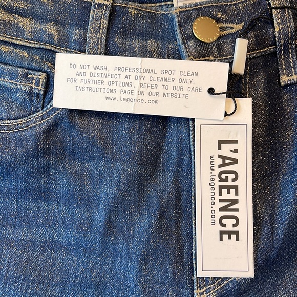 L’AGENCE shiny French slim jeans with gold glitter - Picture 11 of 14